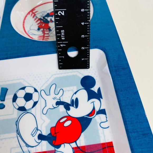 Mickey Mouse Toddler Kids Melamine Dinner Plate 3 Compartment Sports Non Slip - Picture 7 of 7